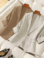 2026 New High-End Seven-Sleeve Suit Jacket Women'S Summer Thin Commuter Temperament Slim And Thin Casual Small Suit, Work Interview Commuter Versatile Two-Piece Set