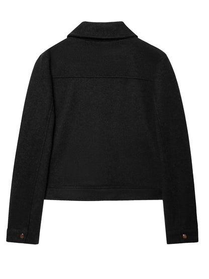 Short Coat for Women Zip Front Jacket with Pockets for Autumn Winter Everyday