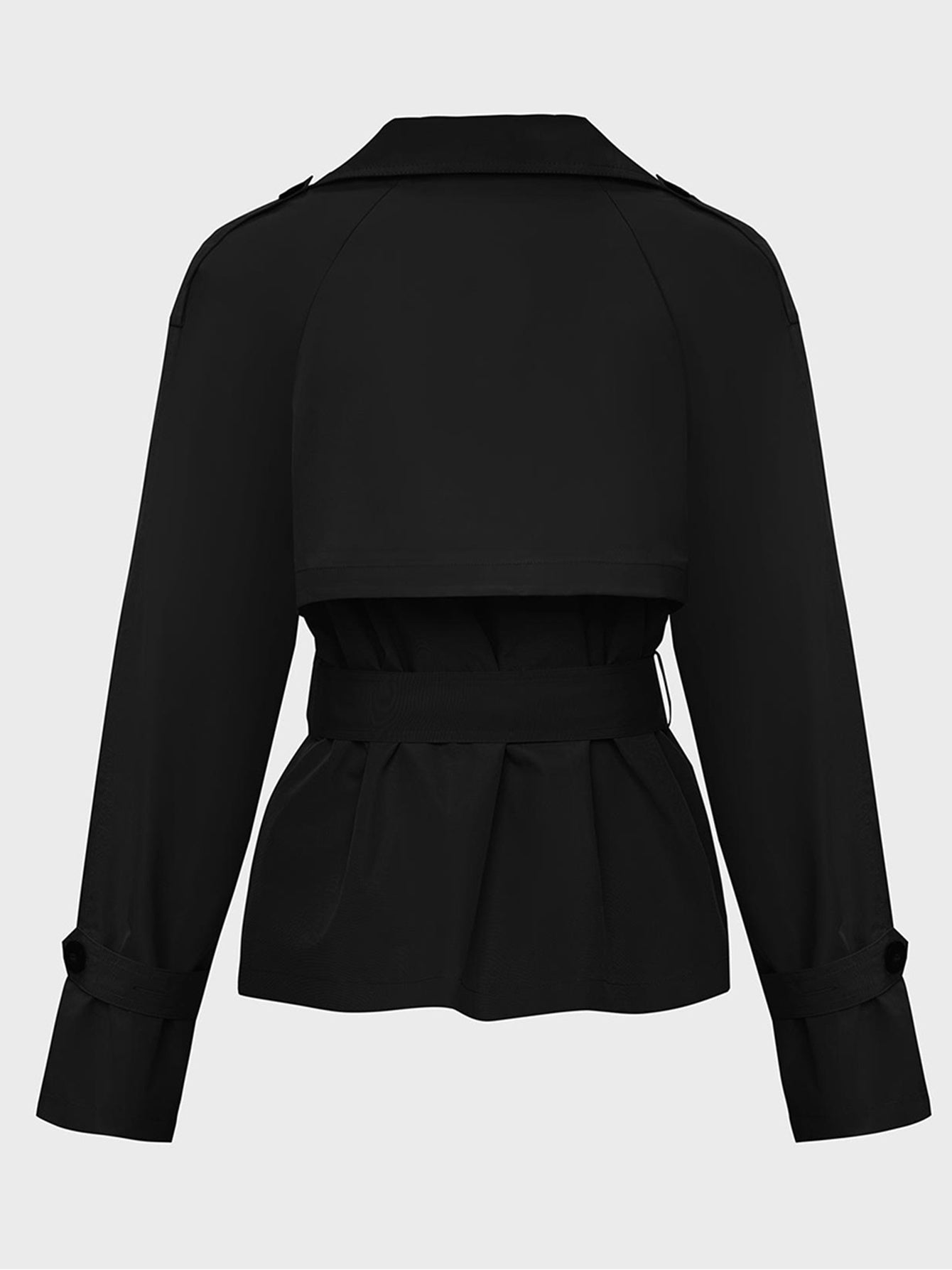 Trench Coat for Women Notch Lapel Double Breasted Belted Coat for Office Travel