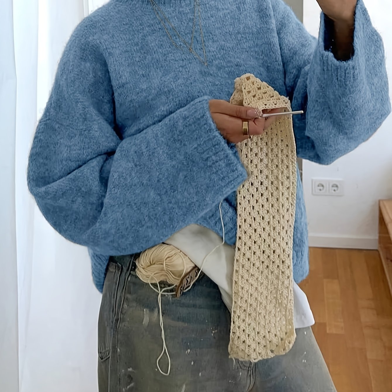 New Stylish And Elegant Casual Versatile Loose-Fit Round-Neck Long-Sleeve Women'S Sweater