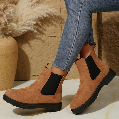 Chelsea Boots for Women Velvet Platform Ankle Boots for Autumn Winter Daywear