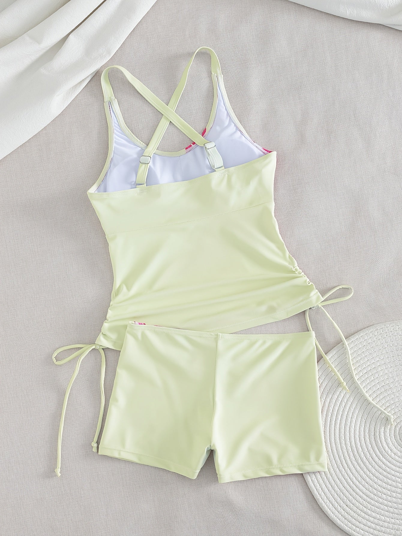 Women'S Tankini Set, Two-Piece Swimsuit, Floral Print, Spaghetti Strap Tank Top with Triangle Cups, Boyleg Bottoms, Casual Summer Beachwear, Perfect for Beach Holidays And Summer Getaways