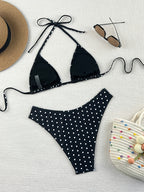 [Perfect for Beach] Black & White Polka Dot Women's Bikini Set | Beach Vacation