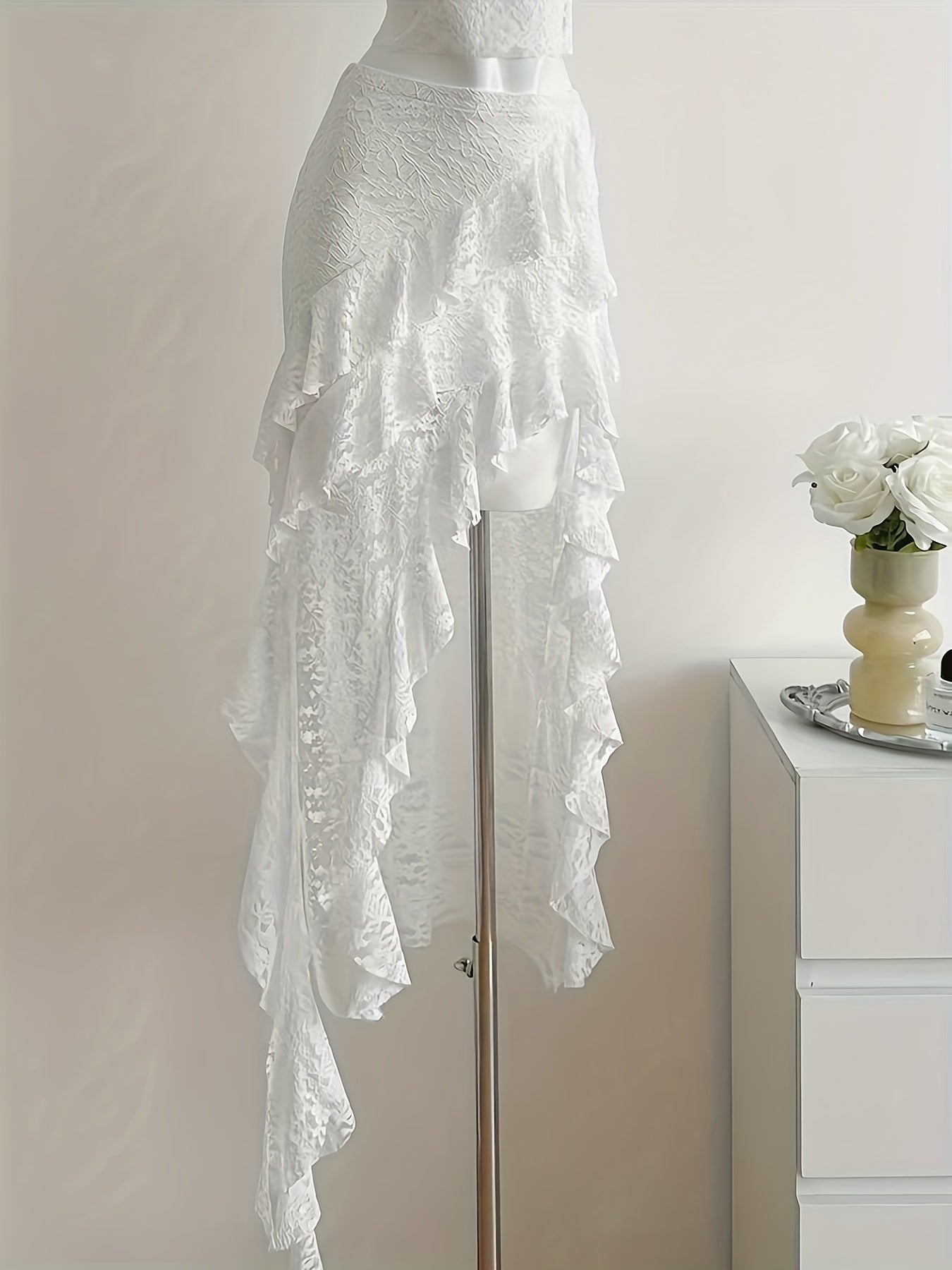 Ruffle Lace Mini Skirt by Maisonvirelle