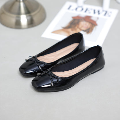 Ballet Flats for Women Square Toe Cushioned Slip On Shoes for Work Travel Everyday