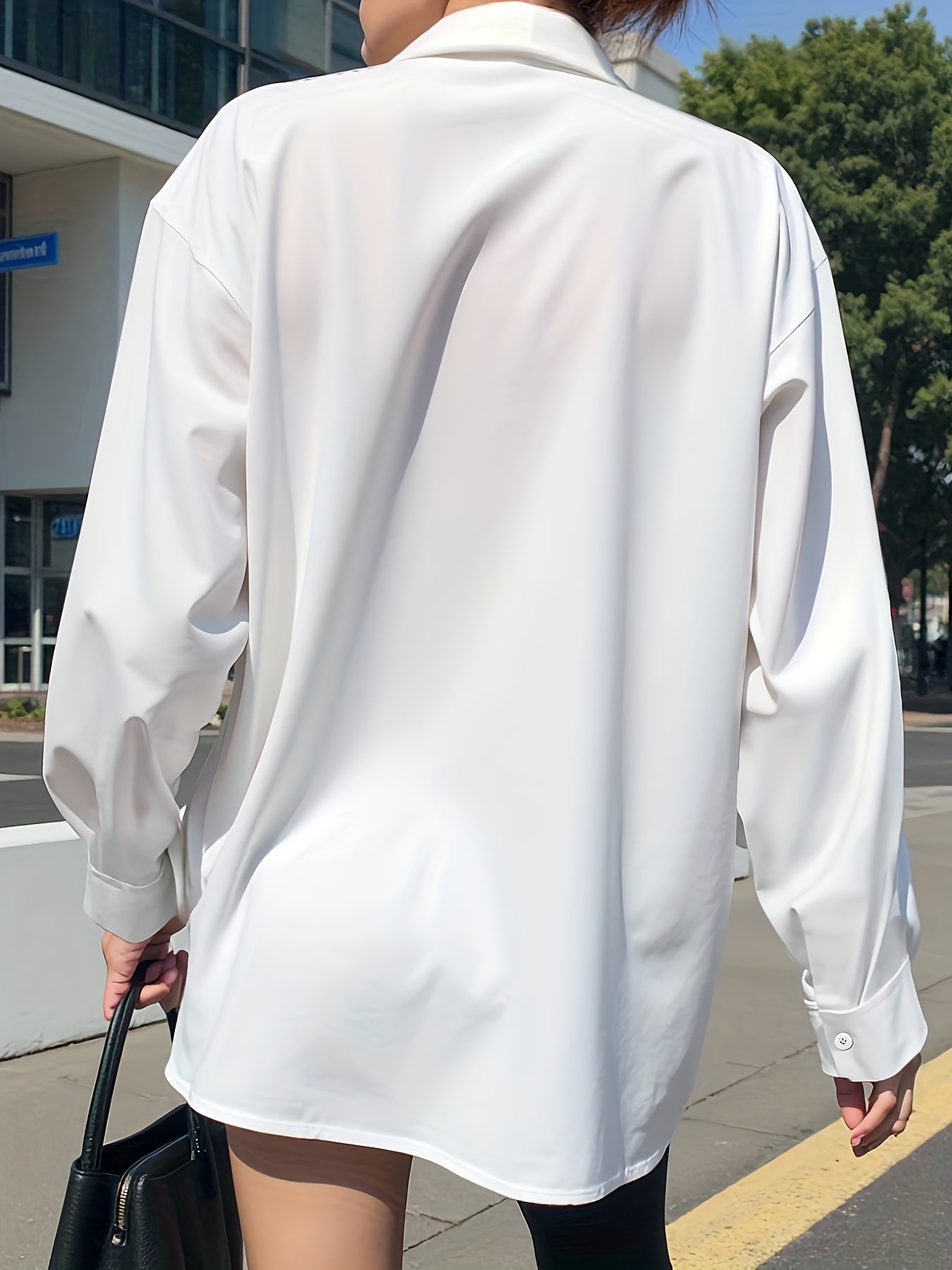 White Shirt for Women Long Sleeve French Style Button Shirt for Office Work Capsule Outfits