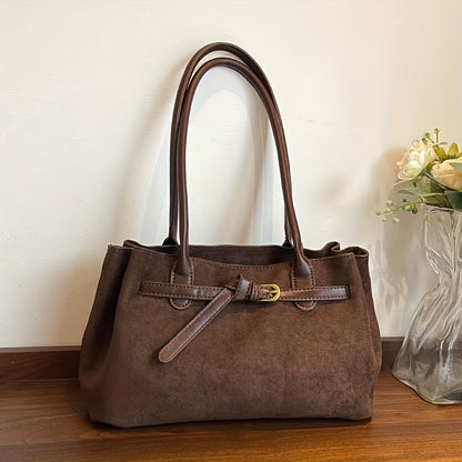 Shoulder Bag for Women Faux Suede Large Handbag for Work Daywear Autumn Winter