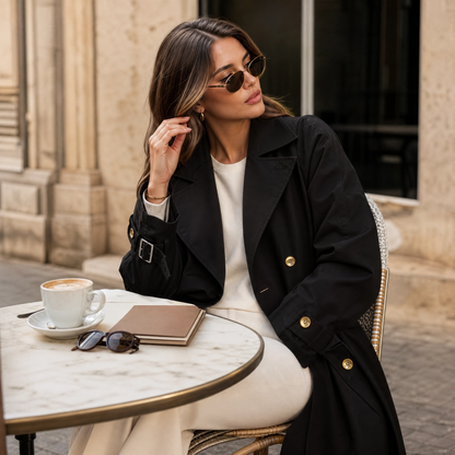 Trench Coat for Women Knee Length Belted Coat for Office Travel Autumn