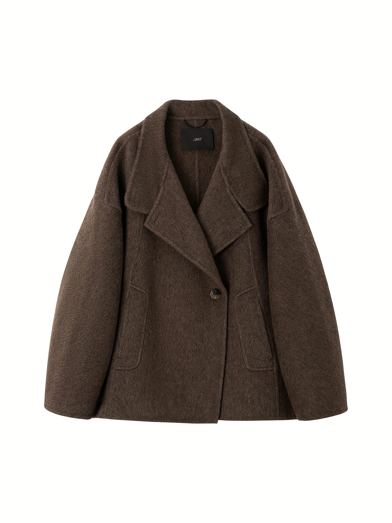 Wool Coat for Women Double Faced Raglan Sleeve Mid Coat for Work Travel Autumn Winter