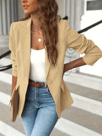 [Trendy Casual Suit Jacket] Trendy Solid Color Fashion Women's Casual Suit Jacket | Open Front Casual Suit Jacket