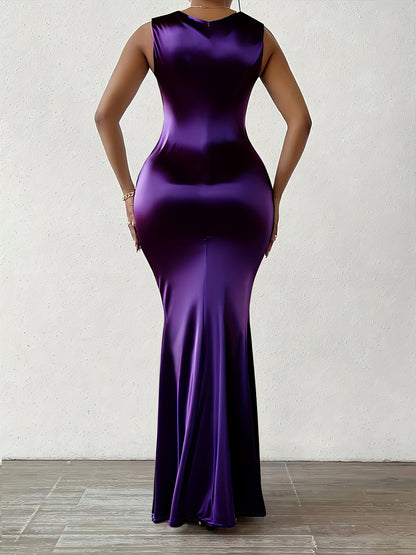 European and American Fashion New Zipper Sleeveless Slim Dress
