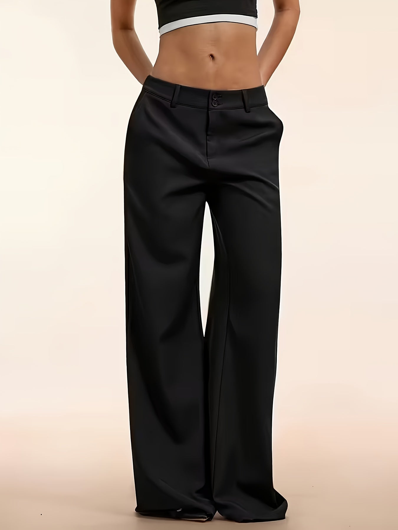 Wide Leg Trousers for Women Drape Suit Pants Floor Length Office Workwear