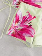 Women'S Tankini Set, Two-Piece Swimsuit, Floral Print, Spaghetti Strap Tank Top with Triangle Cups, Boyleg Bottoms, Casual Summer Beachwear, Perfect for Beach Holidays And Summer Getaways