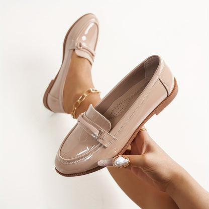 Loafers for Women Metal Buckle Low Heel Slip On Shoes for Office Work Everyday