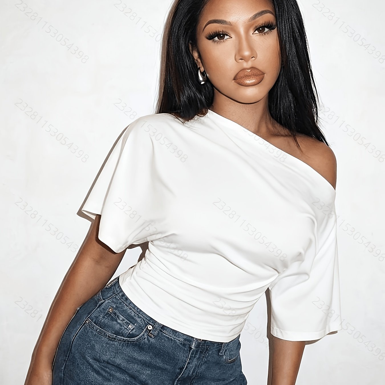 Off Shoulder Top for Women Short Sleeve Fitted Summer Top for Daywear Dinner Casual