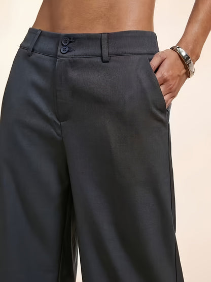 Wide Leg Trousers for Women Drape Suit Pants Floor Length Office Workwear