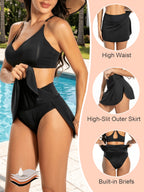 Women's High Cut Period Skort, Built-in 4-layer Period Protective Inner Brief, Ideal for Water