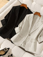 2026 New High-End Seven-Sleeve Suit Jacket Women'S Summer Thin Commuter Temperament Slim And Thin Casual Small Suit, Work Interview Commuter Versatile Two-Piece Set