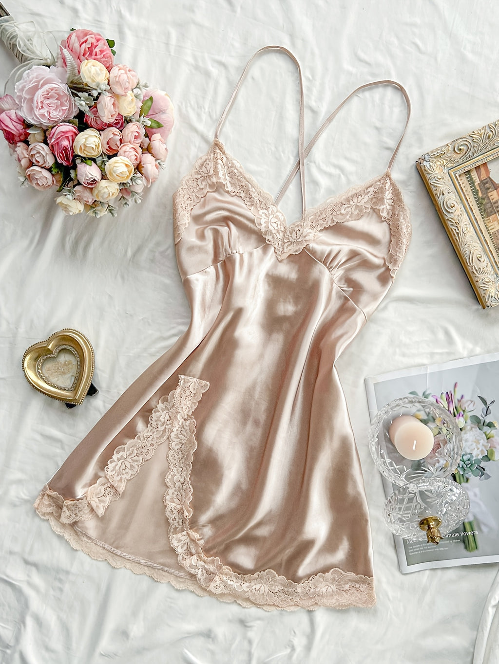 Lace Trim Night Dress by Maisonvirelle