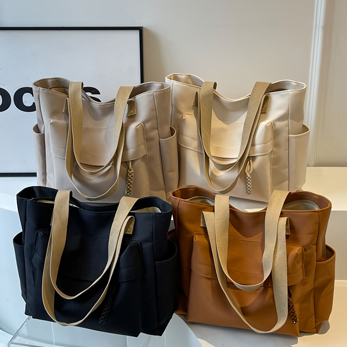 Tote Bag for Women Large Capacity Lightweight Shoulder Bag with Zip for Work Travel