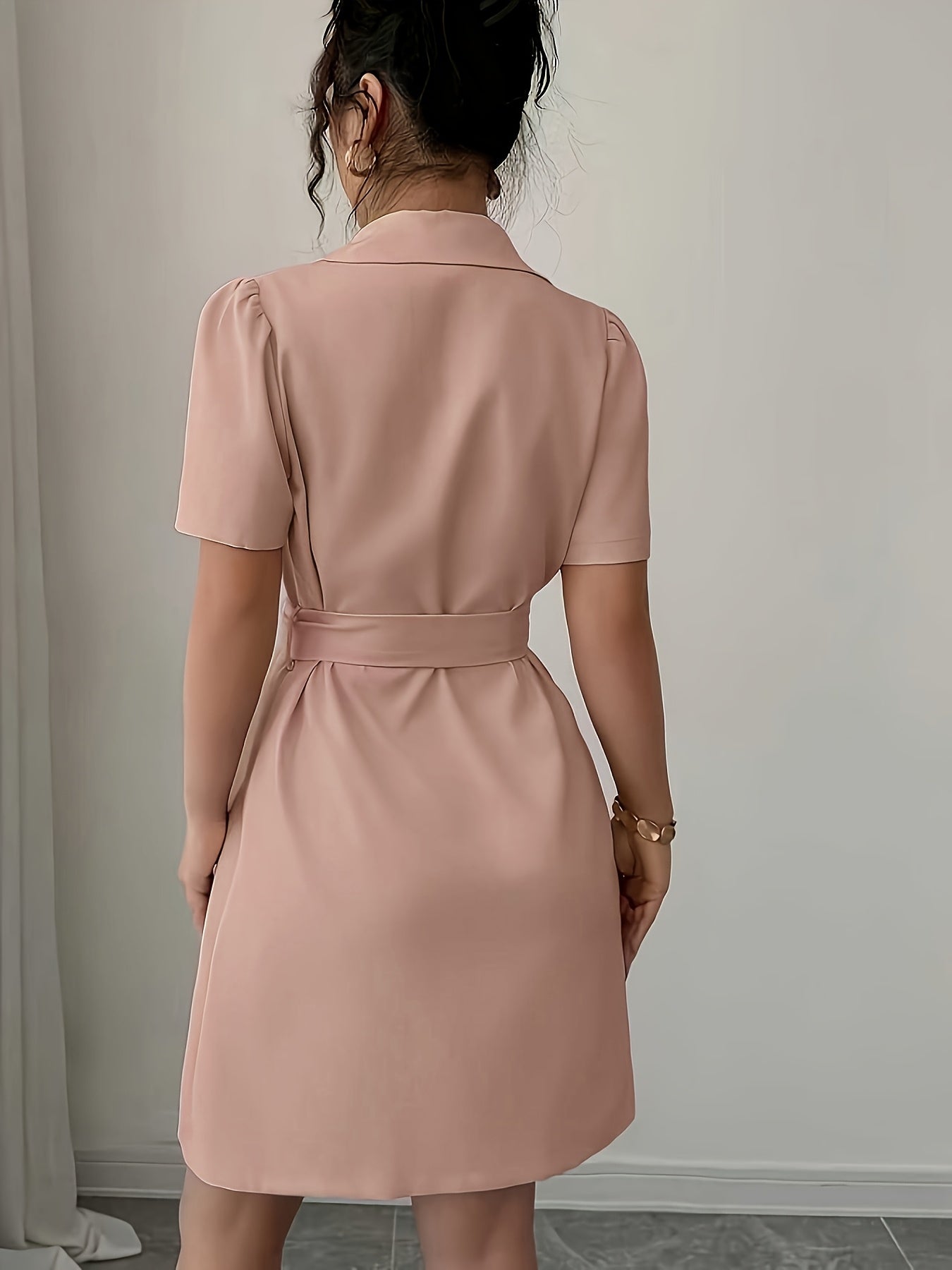 Suit Jacket with Belt at The Waist And Double-Breasted Breeze Sleeve Dress
