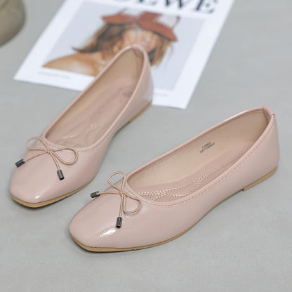 Ballet Flats for Women Square Toe Cushioned Slip On Shoes for Work Travel Everyday