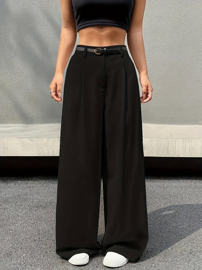[Elegant High-Waisted] Elegant High-Waisted Wide-Leg Pants | Book Core Thousand Directional Style | Multifunctional Comfortable Machine Washable - Women's Fashion