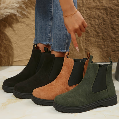 Chelsea Boots for Women Velvet Platform Ankle Boots for Autumn Winter Daywear