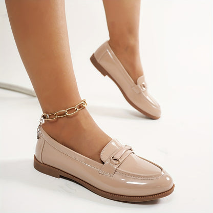 Loafers for Women Metal Buckle Low Heel Slip On Shoes for Office Work Everyday