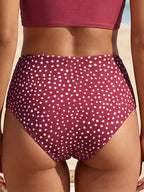 Retro Swimsuit, High Waist Concealed Belly, Cross Twisted Wave Point, Hot Spring Split, Bean Paste