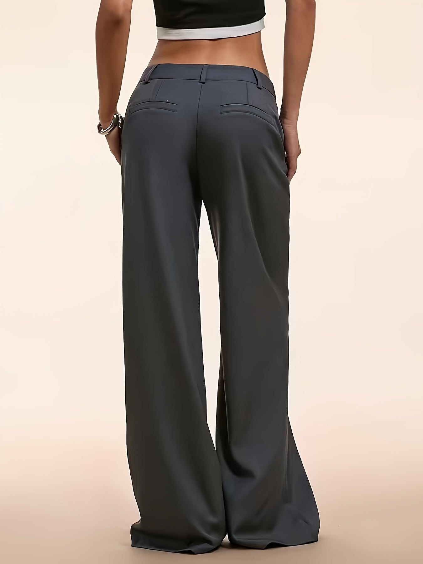 Wide Leg Trousers for Women Drape Suit Pants Floor Length Office Workwear