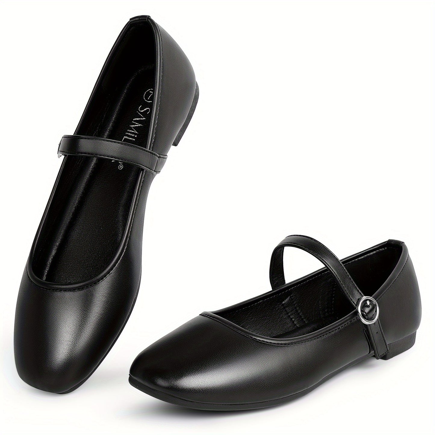Mary Jane Shoes for Women Square Toe Ankle Strap Flats for Office Everyday