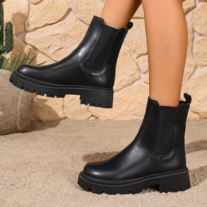 Chelsea Boots for Women Low Heel Round Toe Ankle Boots for Autumn Winter Workwear