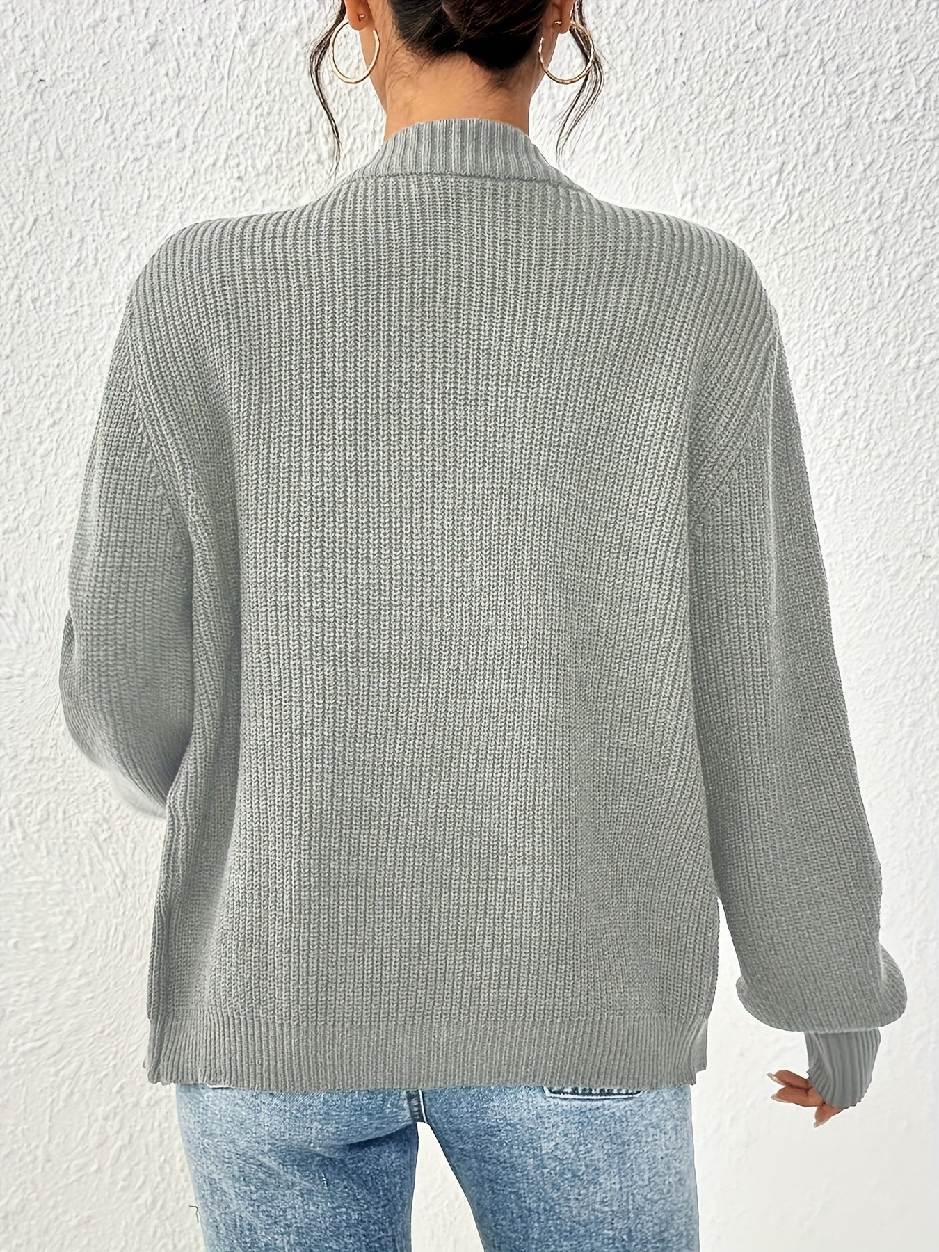 Self-designed Elegant Women's Solid Color Front-button Cardigan Sweater Coat for Spring and Autumn