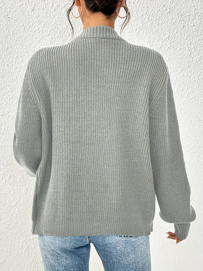 Self-designed Elegant Women's Solid Color Front-button Cardigan Sweater Coat for Spring and Autumn