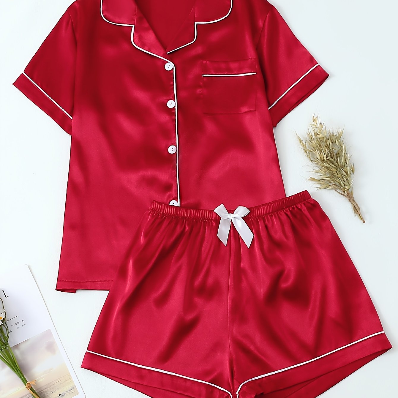 Satin Shirt & Shorts Set by Maisonvirelle