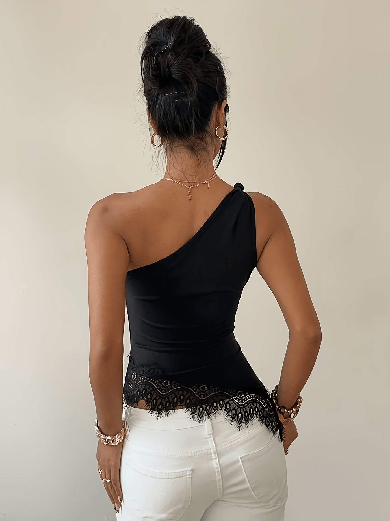One Shoulder Lace Top by Maisonvirelle