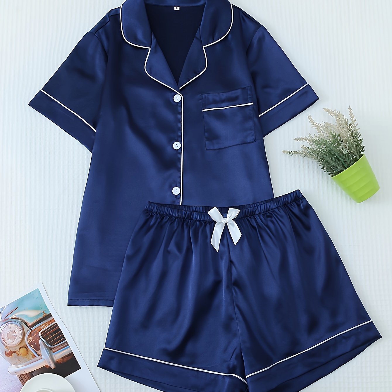 Satin Shirt & Shorts Set by Maisonvirelle