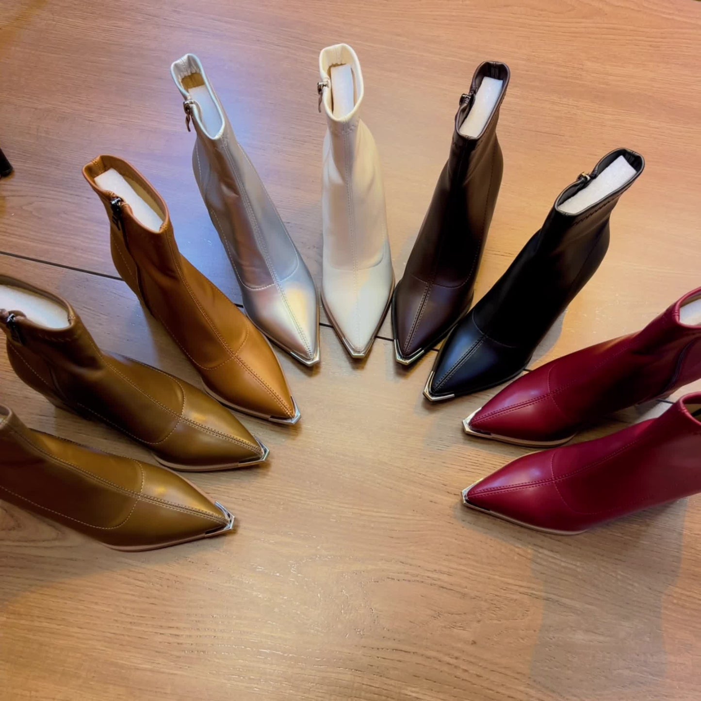 Ankle Boots for Women Pointed Toe Chunky Heel Side Zip Boots for Work Evening
