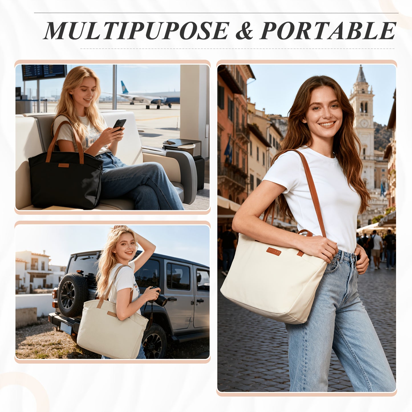 Tote Bag for Women Large 14 Inch Laptop Work Bag with Compartments for Office Travel