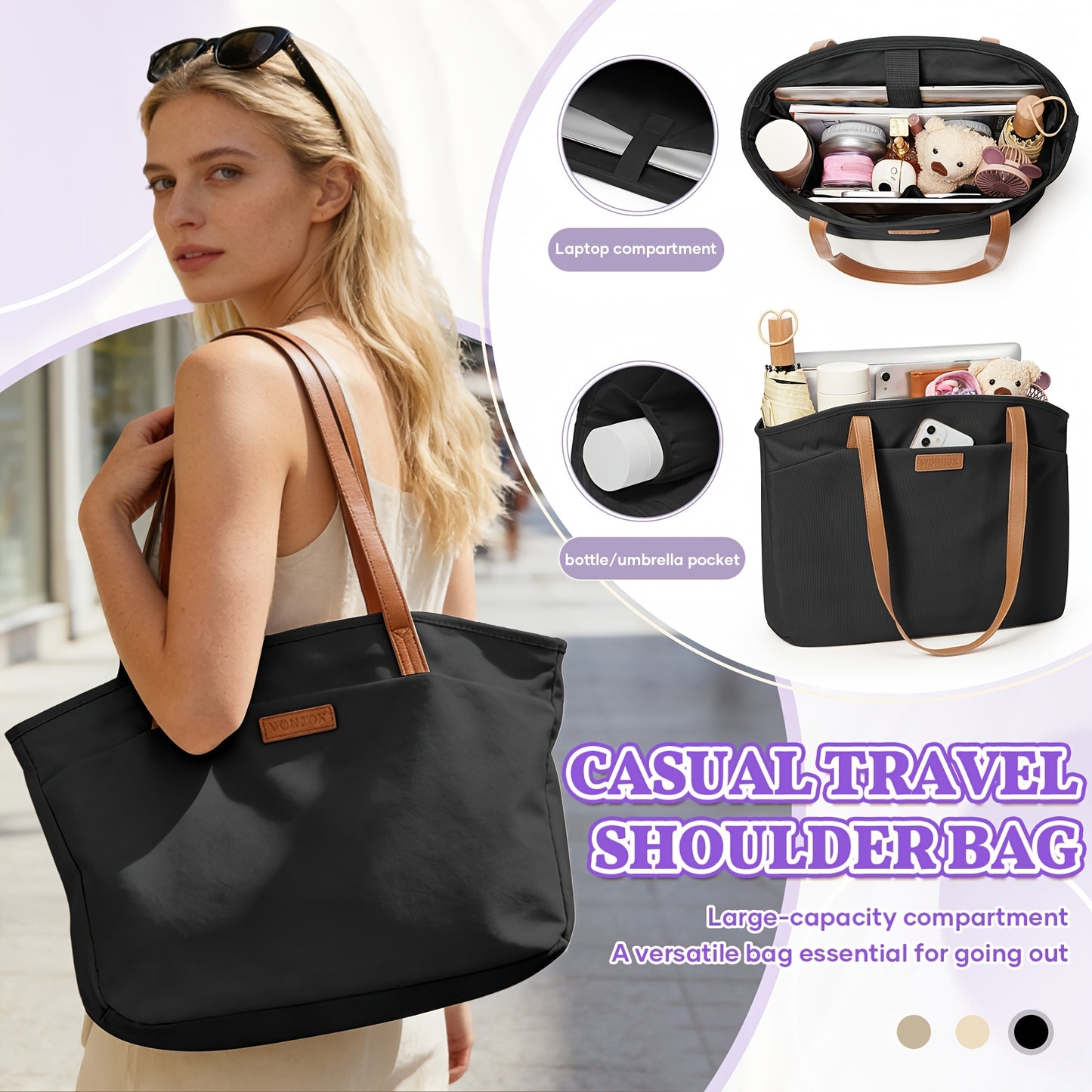 Tote Bag for Women Large 14 Inch Laptop Work Bag with Compartments for Office Travel