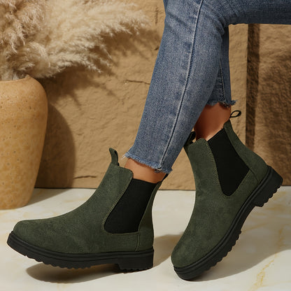 Chelsea Boots for Women Velvet Platform Ankle Boots for Autumn Winter Daywear