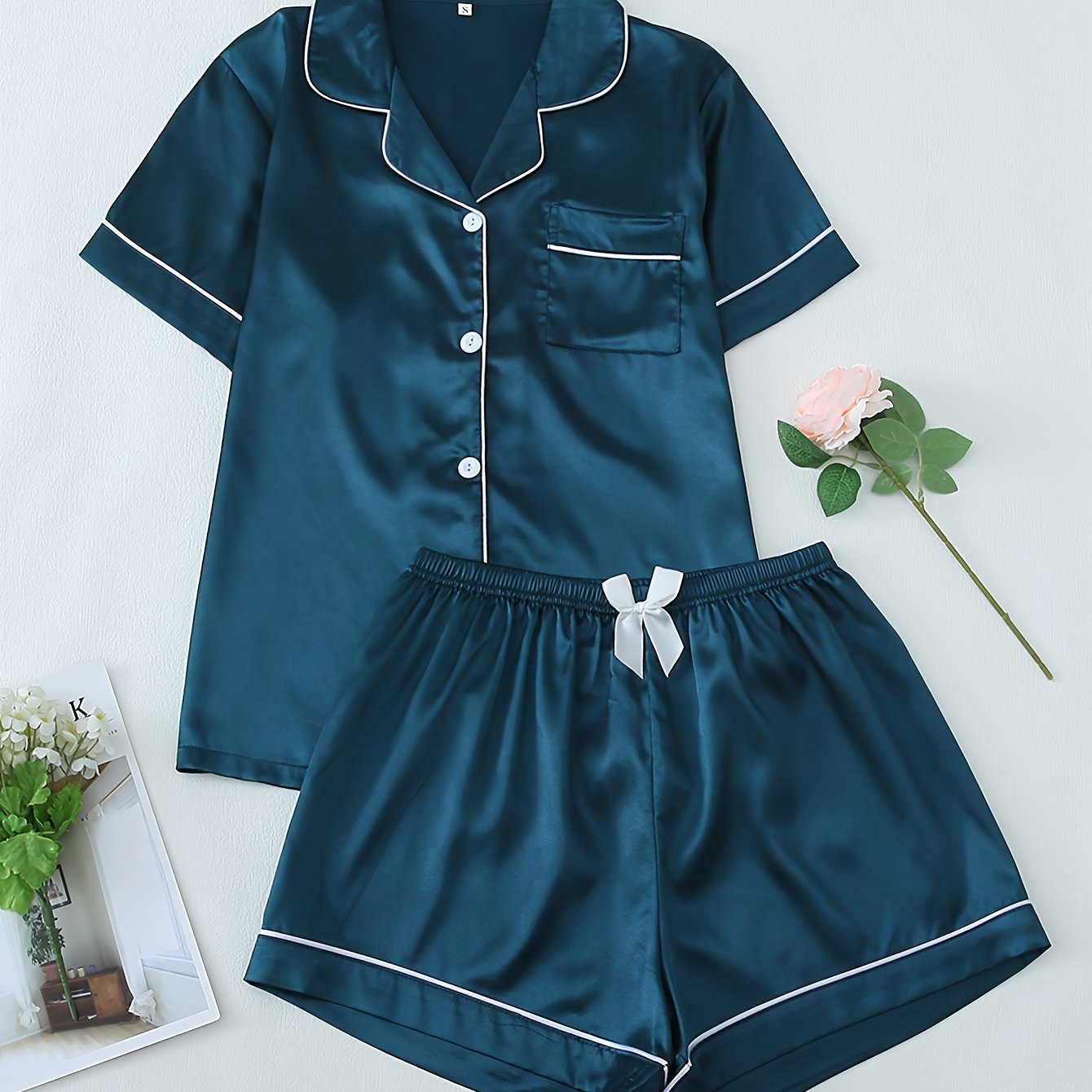 Satin Shirt & Shorts Set by Maisonvirelle