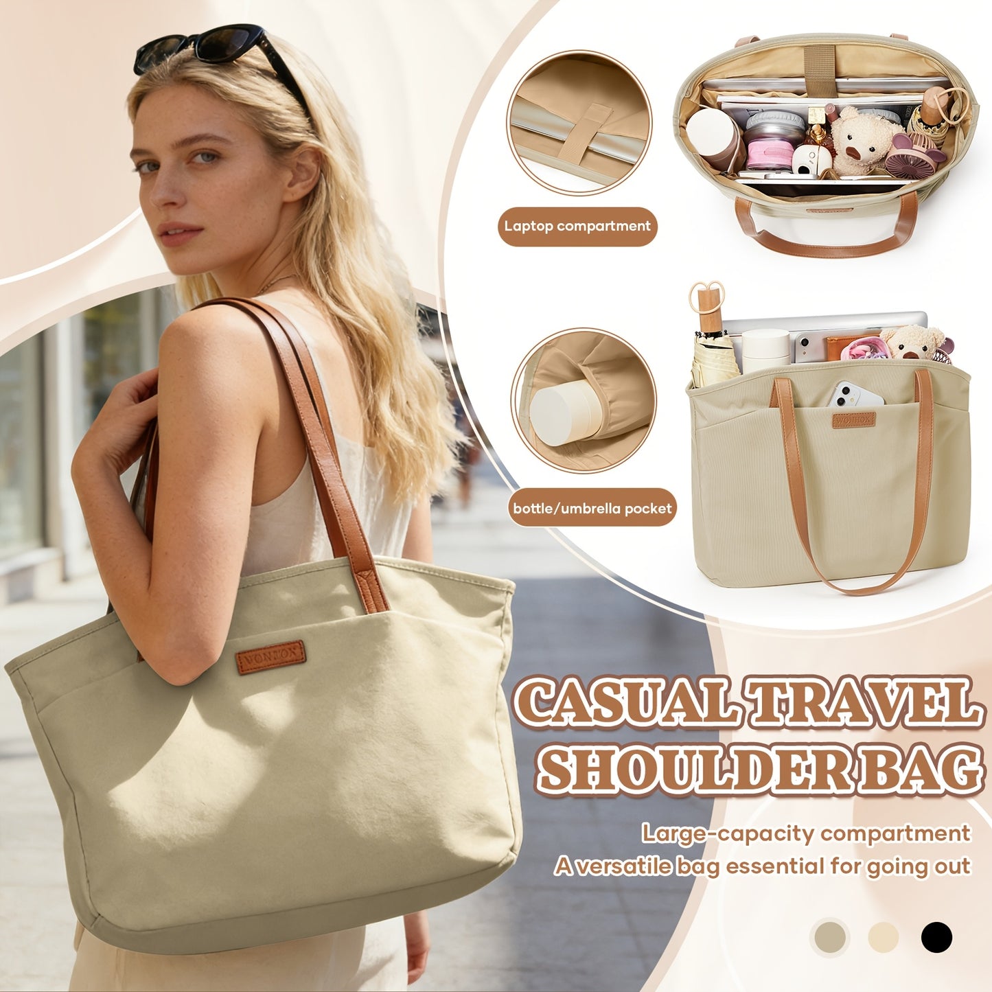 Tote Bag for Women Large 14 Inch Laptop Work Bag with Compartments for Office Travel
