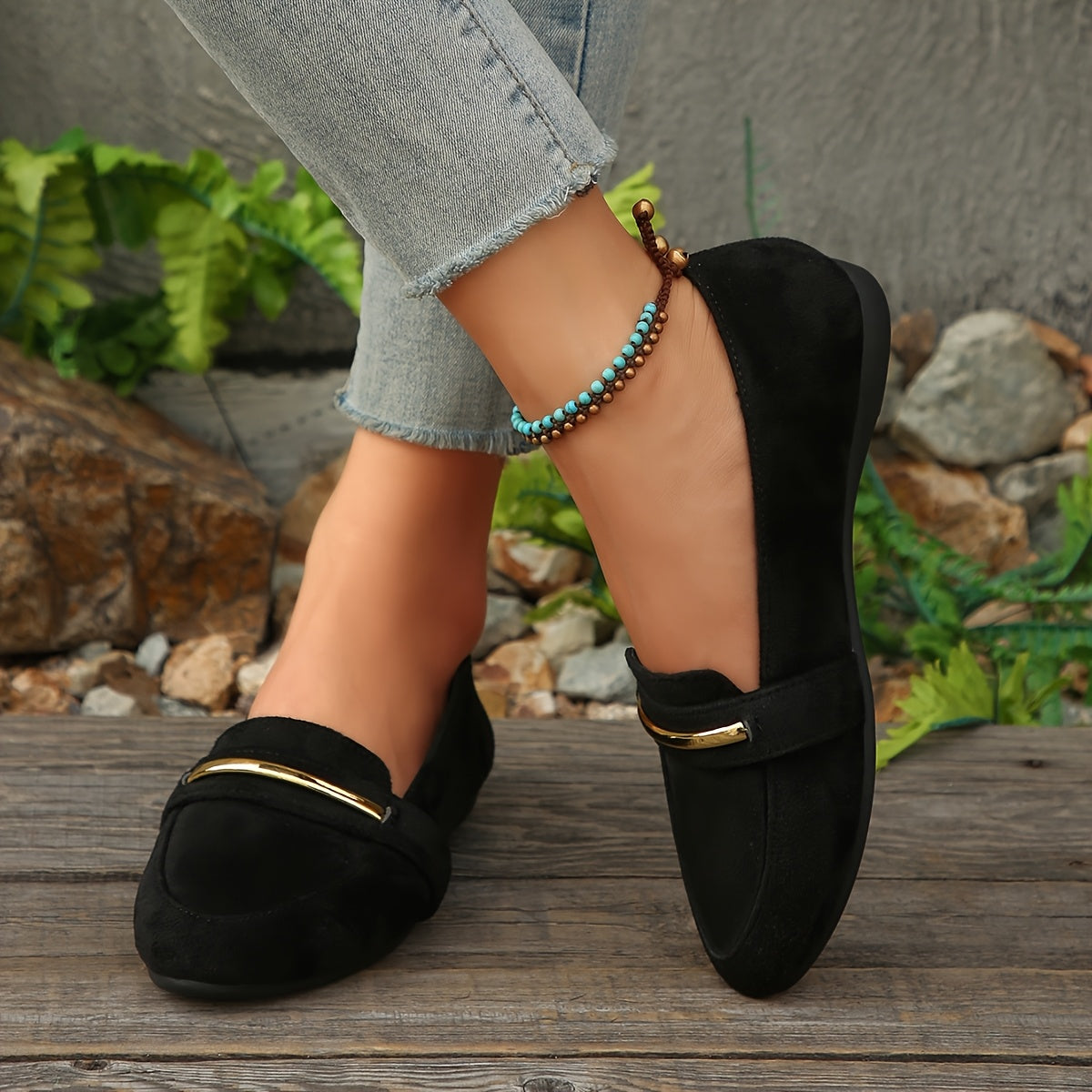 Black Ballet Flats for Women Pointed Toe Slip On Shoes for Office Everyday Outfits