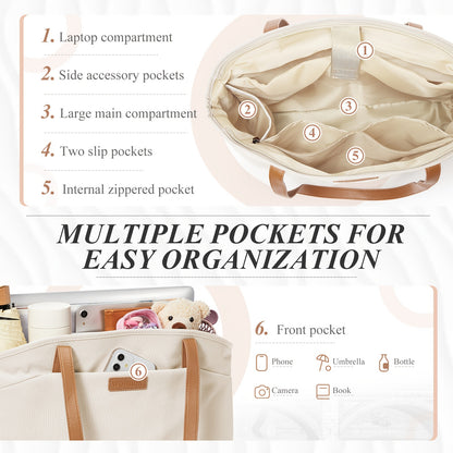 Tote Bag for Women Large 14 Inch Laptop Work Bag with Compartments for Office Travel