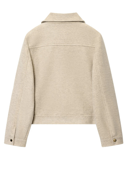 Short Coat for Women Zip Front Jacket with Pockets for Autumn Winter Everyday