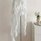 Ruffle Lace Mini Skirt by Maisonvirelle