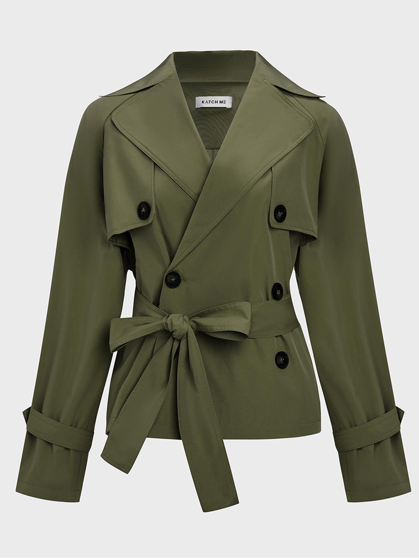 Trench Coat for Women Notch Lapel Double Breasted Belted Coat for Office Travel