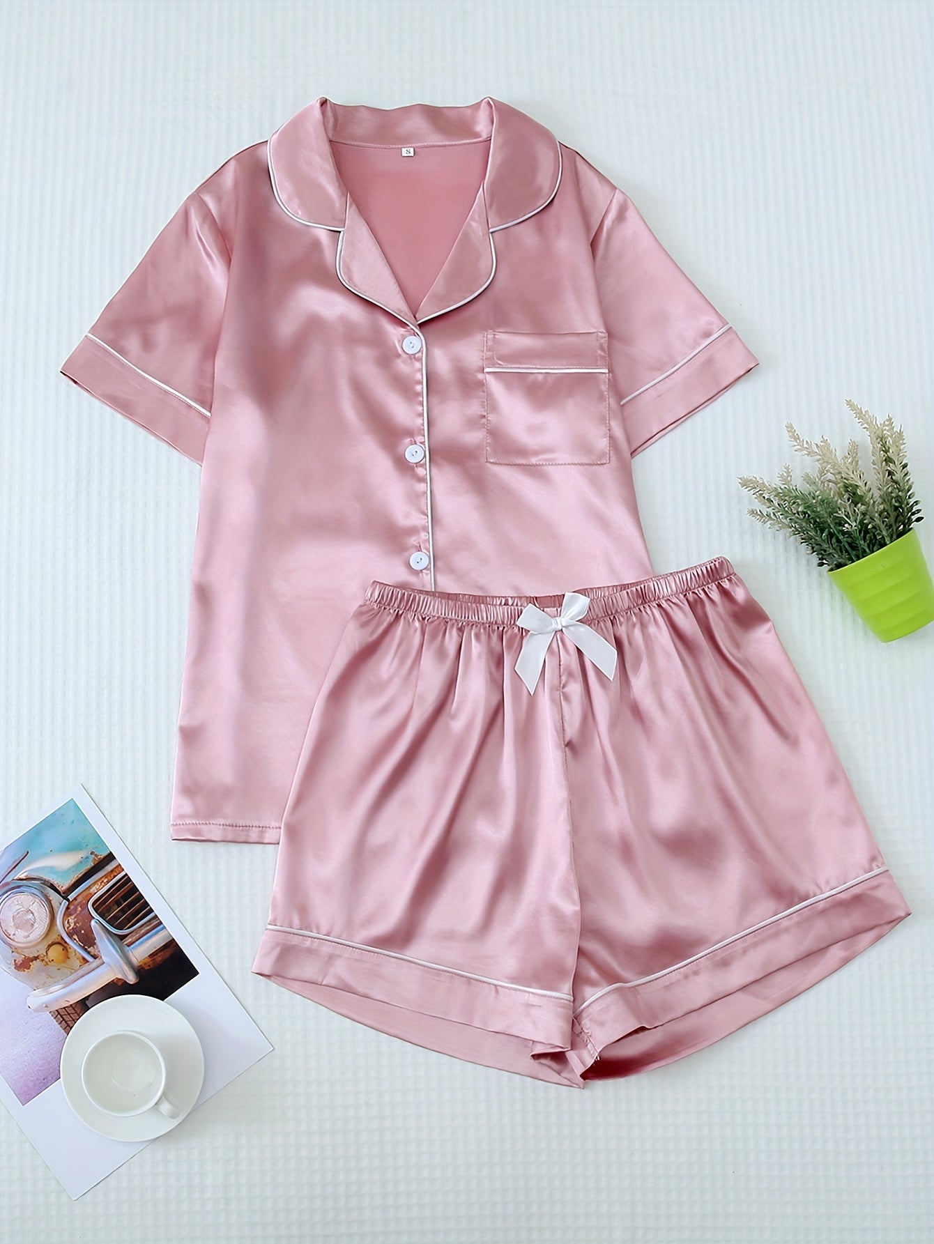 Satin Shirt & Shorts Set by Maisonvirelle